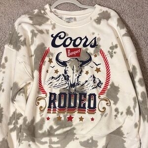 Coors Women's Cream and Gray Crew Neck Sweater